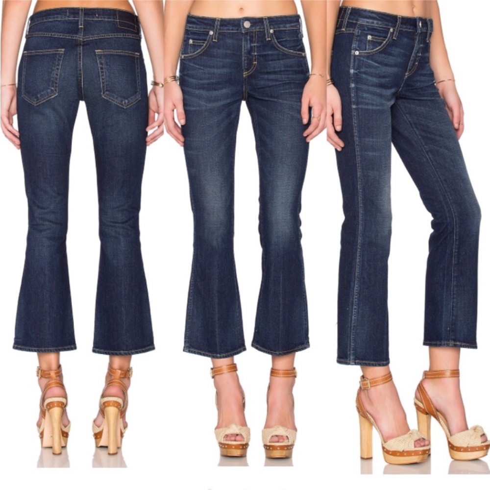 AMO Jane True Blue Cropped Flare Jeans Trendy Y2K Size 26